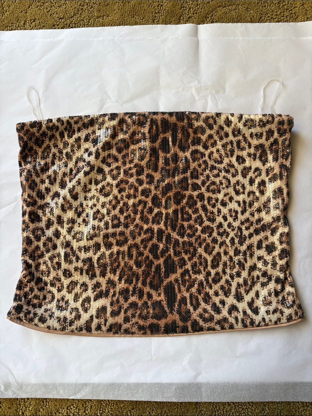 Peppermayo Sequin Leopard Strapless Top